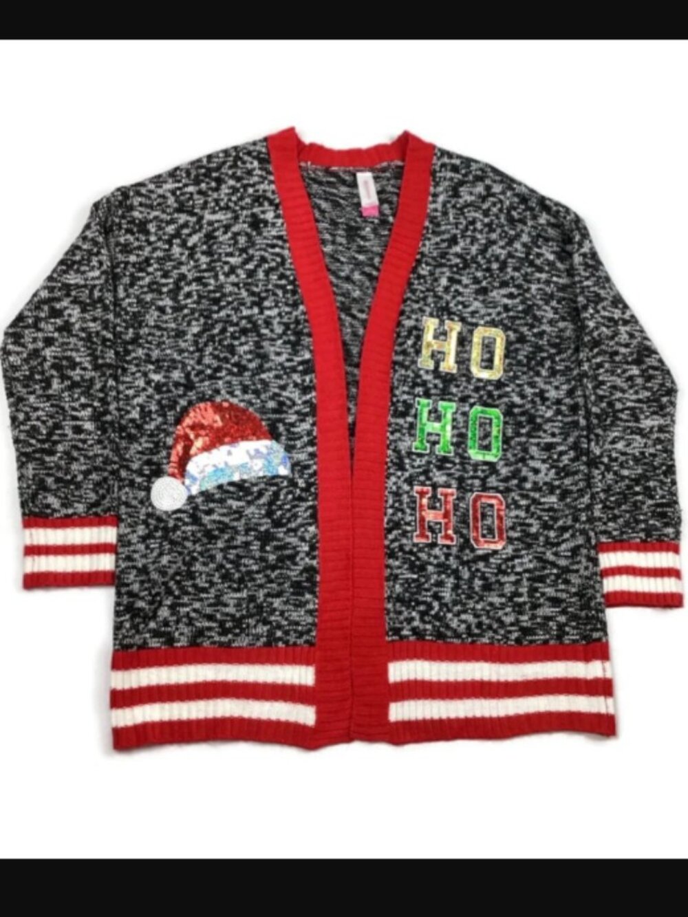 No Boundaries Open Front Ugly Christmas Sweater Cardigan